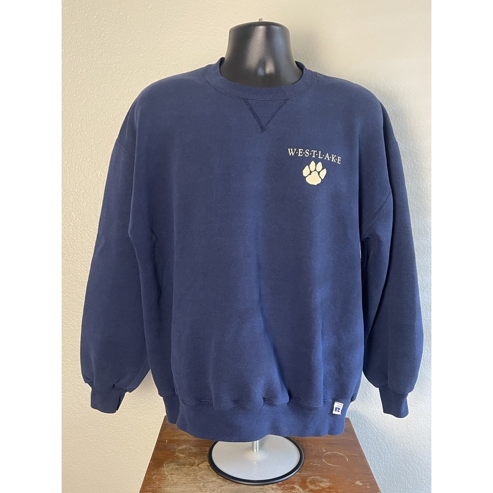 Vtg 90's Russel Athletic- Westlake Wildcats XL Navy Crewneck Sweater